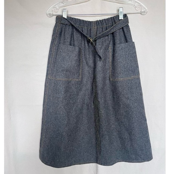 Grey Wool Midi Skirt - Picture 4 of 4